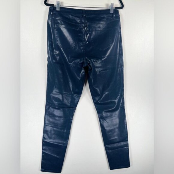 NWT ELIE TAHARI Faux Leather AZELLA JEAN LOW RISE SKINNY LEG BLUE LT Sz 30 - Picture 3 of 10